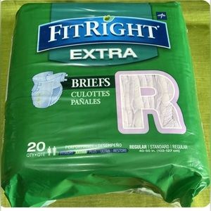Medline FitRight Extra Briefs
20 Pack Size R Regular Adult
Diapers 40"-50